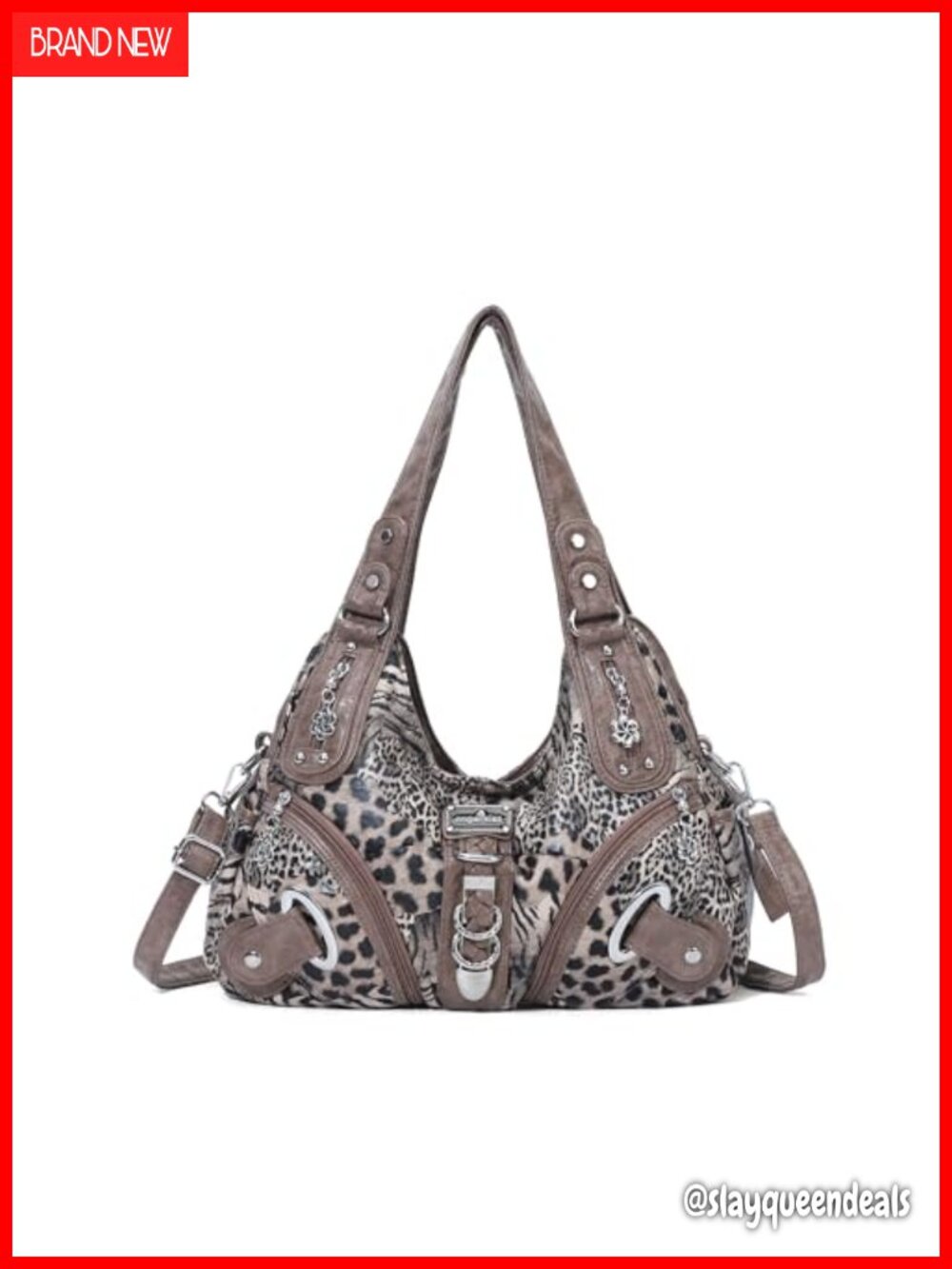Hobo Shoulder Bag Washed PU Leather Convertible Snap Hook Strap Large Daily
